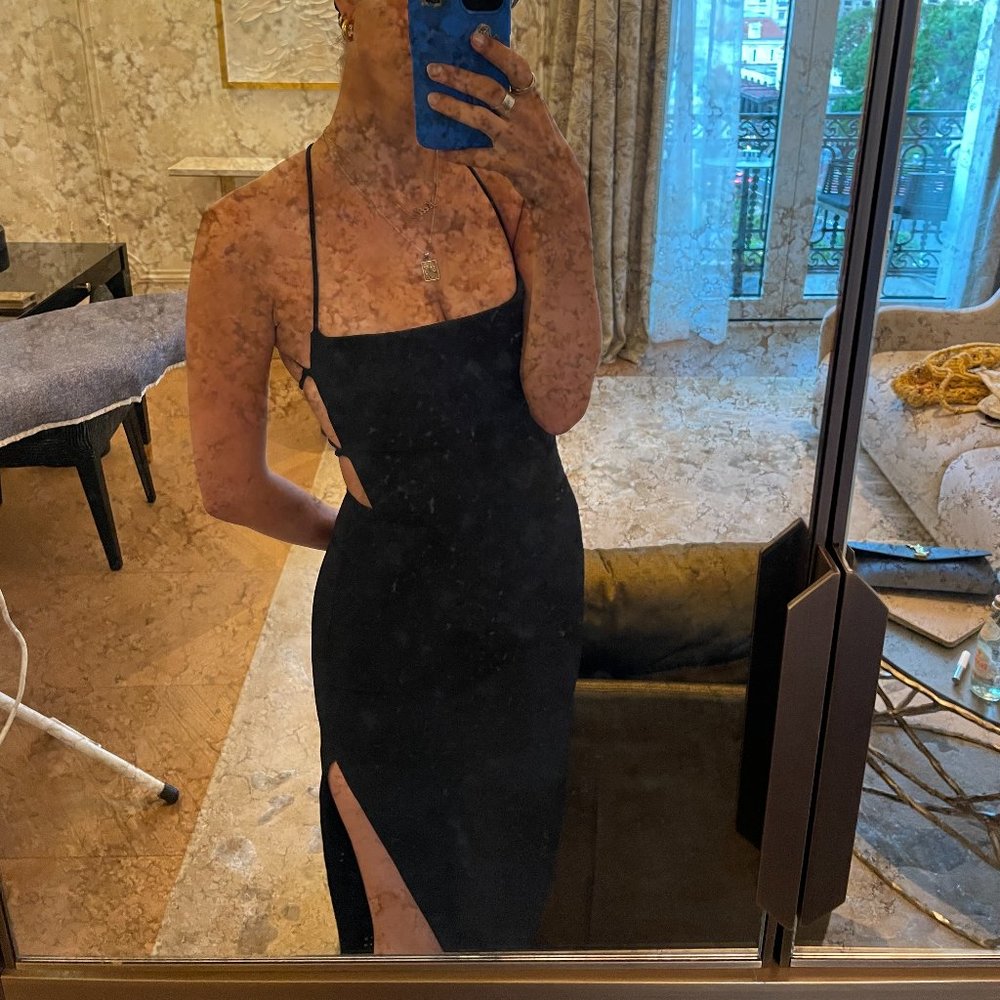 Revolve Nbd Women's Black Becky Midi Dress Size Small